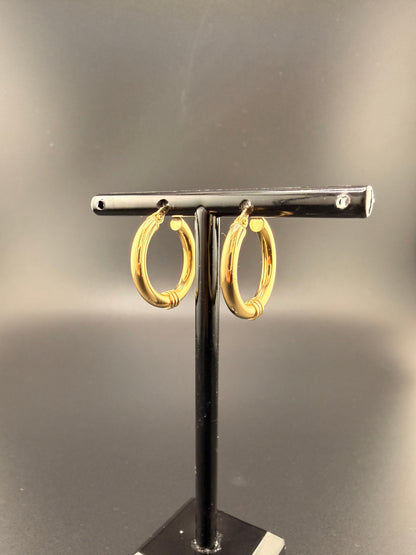 14K Solid Gold Hoop Earrings – Classic Lightweight Real Gold Hoops (2.2g)