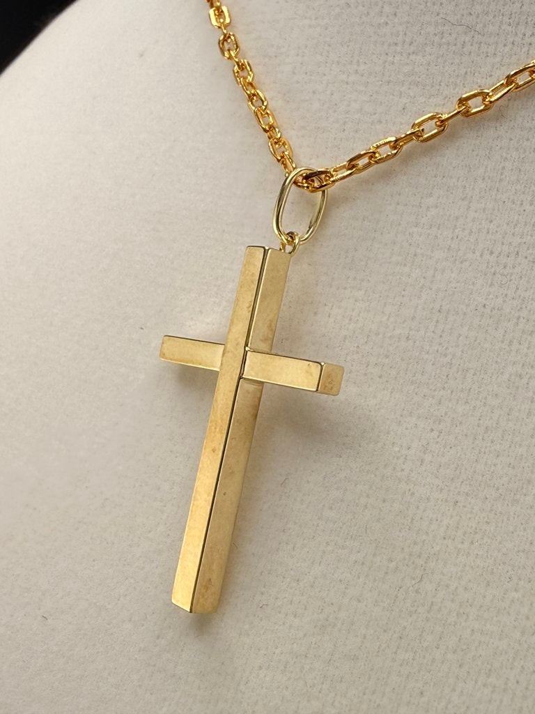 14K Solid Gold Cross Pendant alternate product view