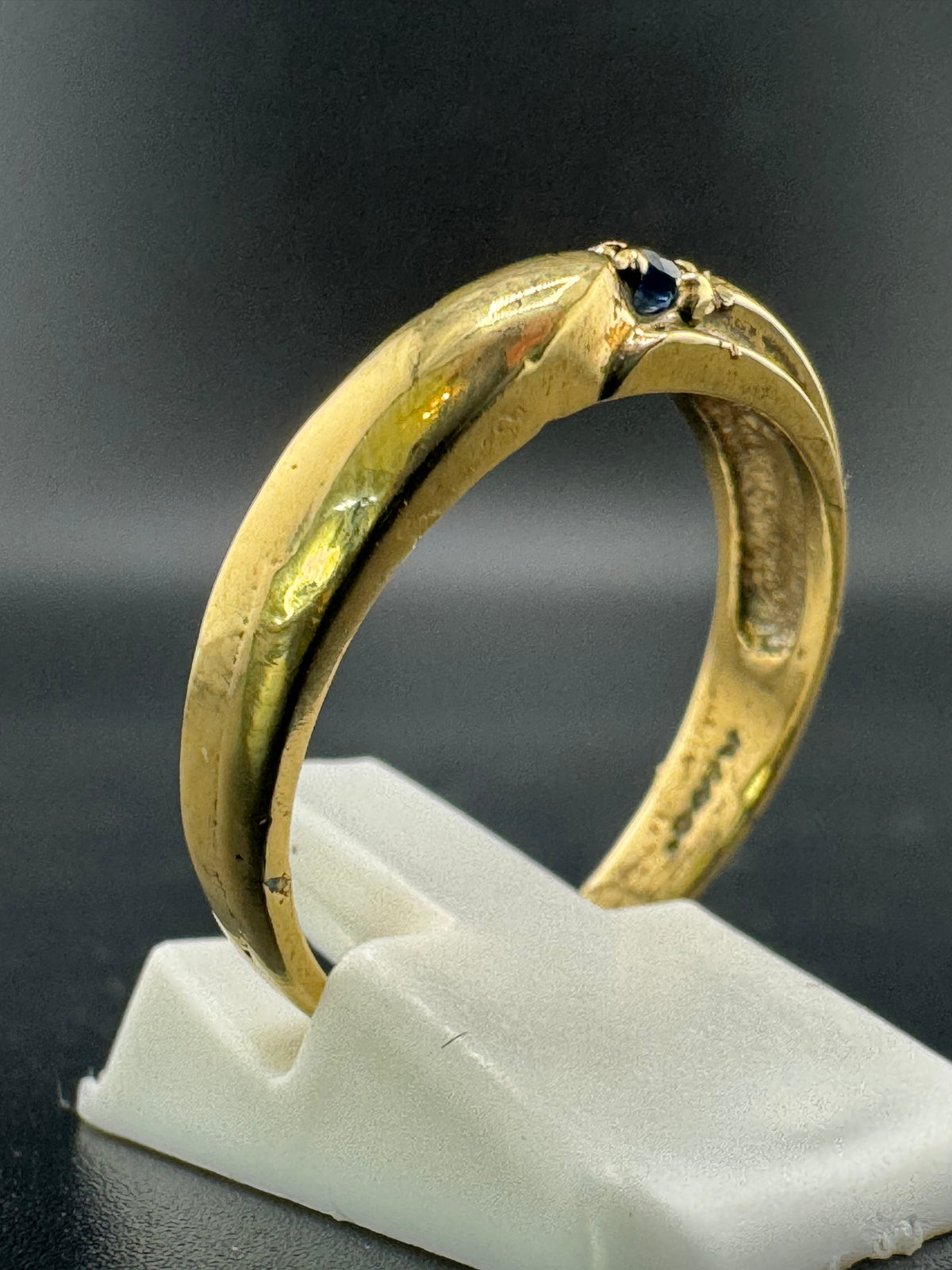 Gold Plated 925 Sterling Silver Men's Wedding Band – Blue Sapphire Accent, Size 9 alternate product view