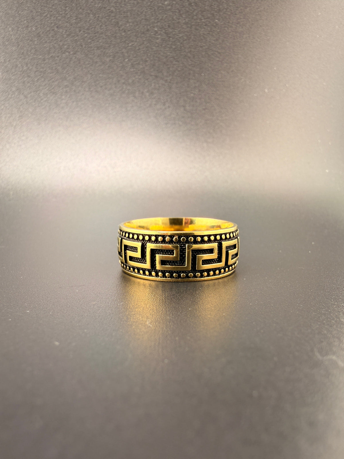 14K Gold Bonded Sterling Silver Versace Style Ring – Size 13, 8.5 Grams alternate product view