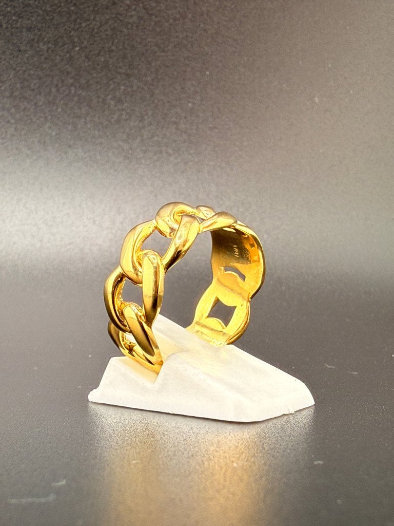 14K Gold Bonded Sterling Silver Cuban Link Ring – 7.6mm, 7.2 Grams - 8.25 detail view