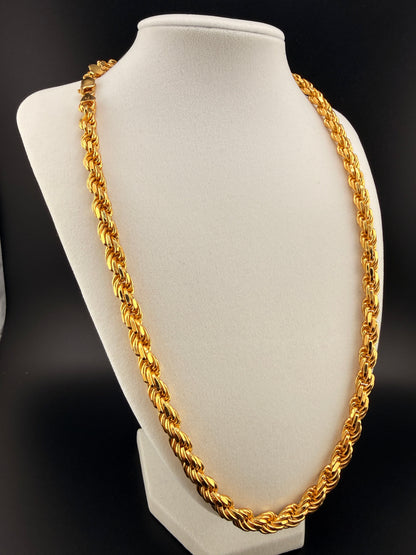 Italian Rope Chain – 14K Gold Bonded over Solid 925 Sterling Silver 7.5 mm / 24 in