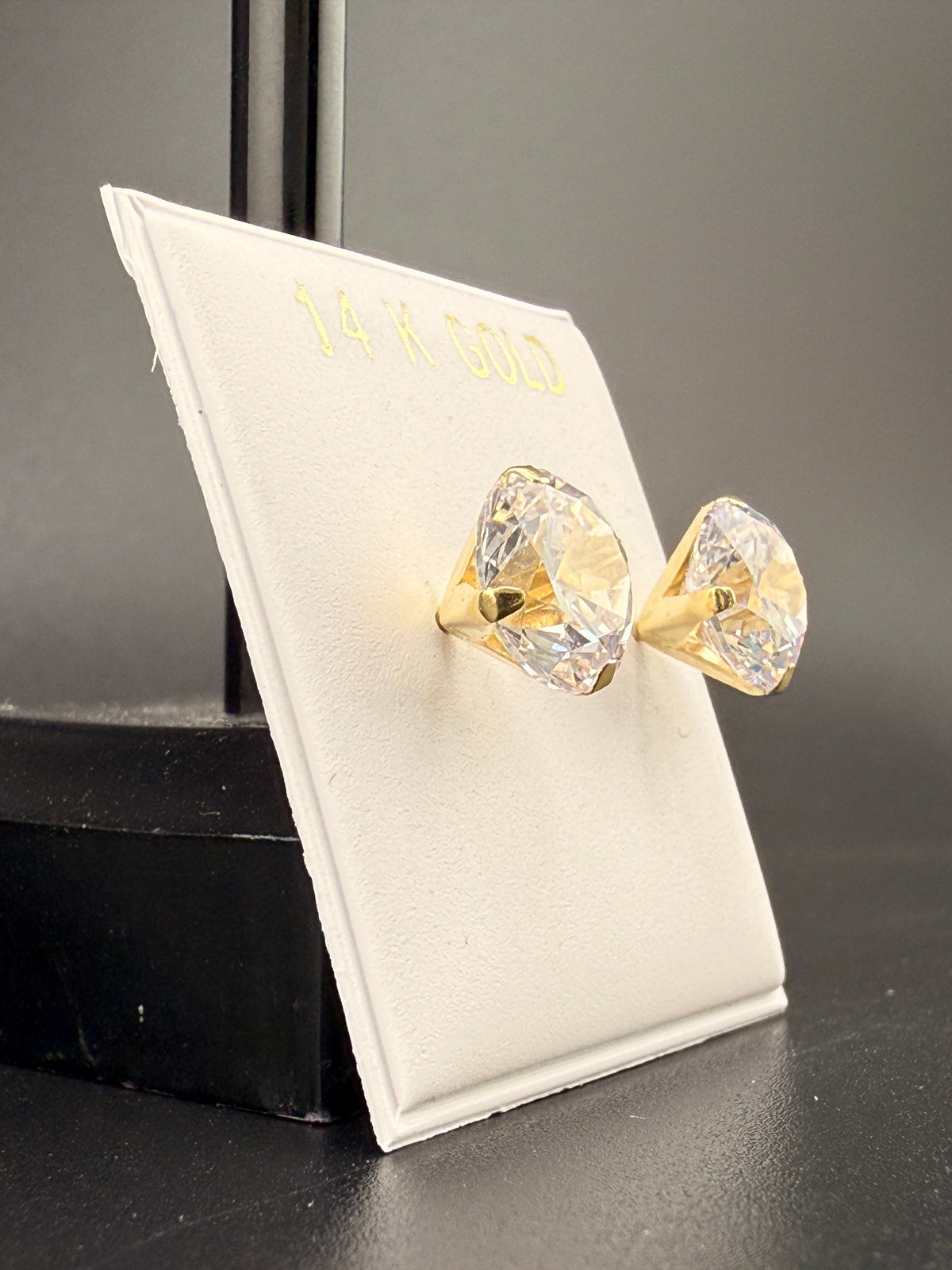 14K Gold 3 CT CZ Diamond Stud Earrings alternate product view