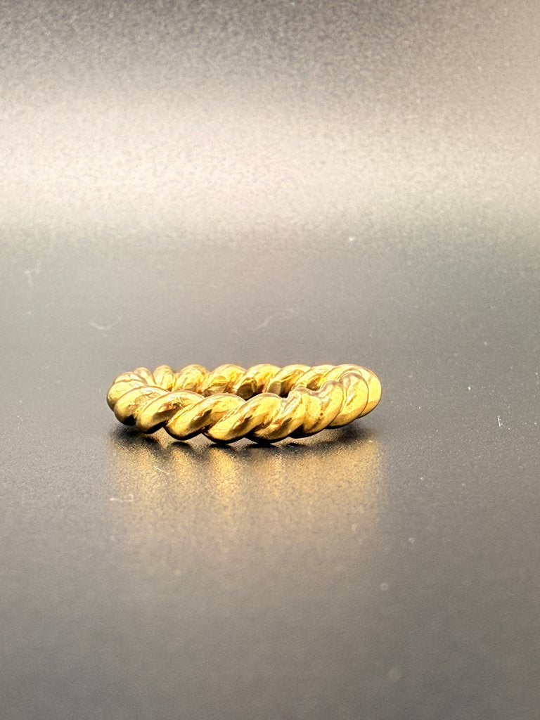 14K Gold Bonded Sterling Silver Textured Twist Rope Ring – 6.5 Grams - 4.25