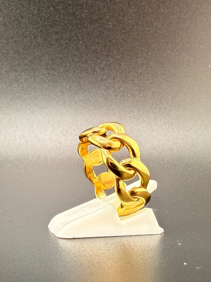14K Gold Bonded Sterling Silver Cuban Link Ring – 7.6mm, 7.2 Grams - 8.25