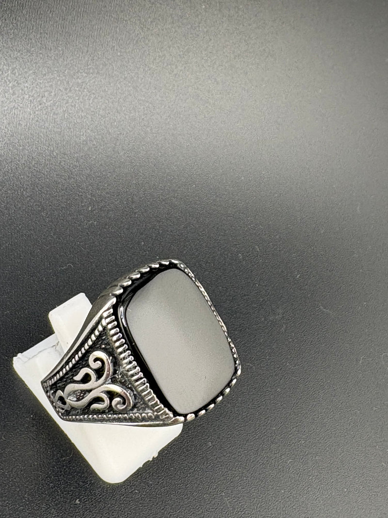 .925 Sterling Silver Black Onyx Squoval Ring – Size 12 – 11.7g