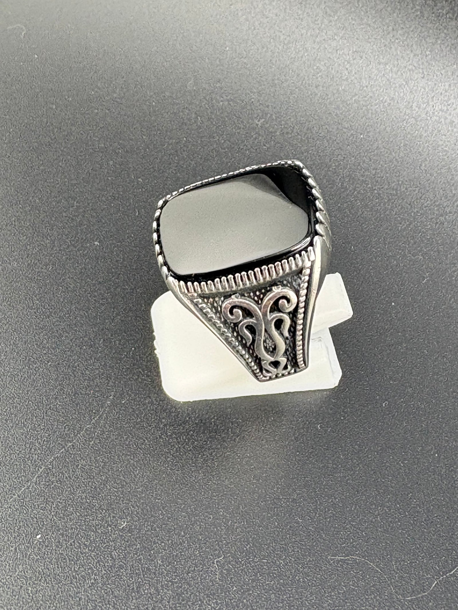 .925 Sterling Silver Black Onyx Squoval Ring – Size 12 – 11.7g detail view