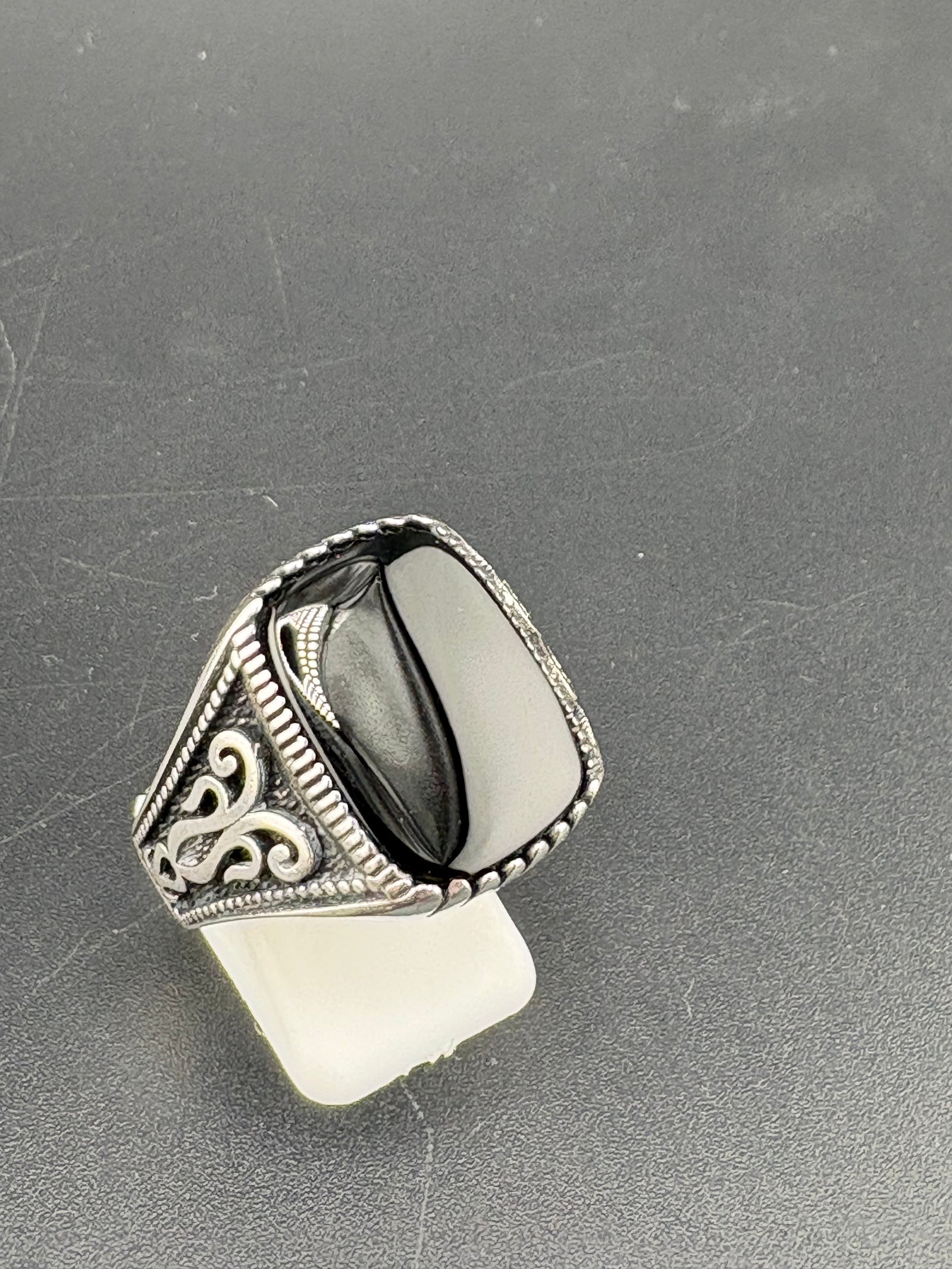 .925 Sterling Silver Black Onyx Squoval Ring – Size 12 – 11.7g alternate product view