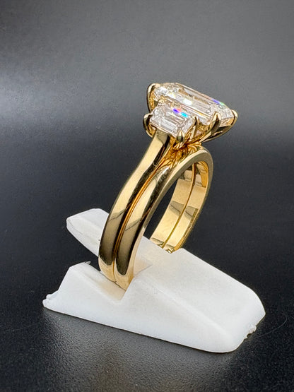 14K Solid Gold 2.04 CTW Emerald Cut Bridal Set – Size 5.75
