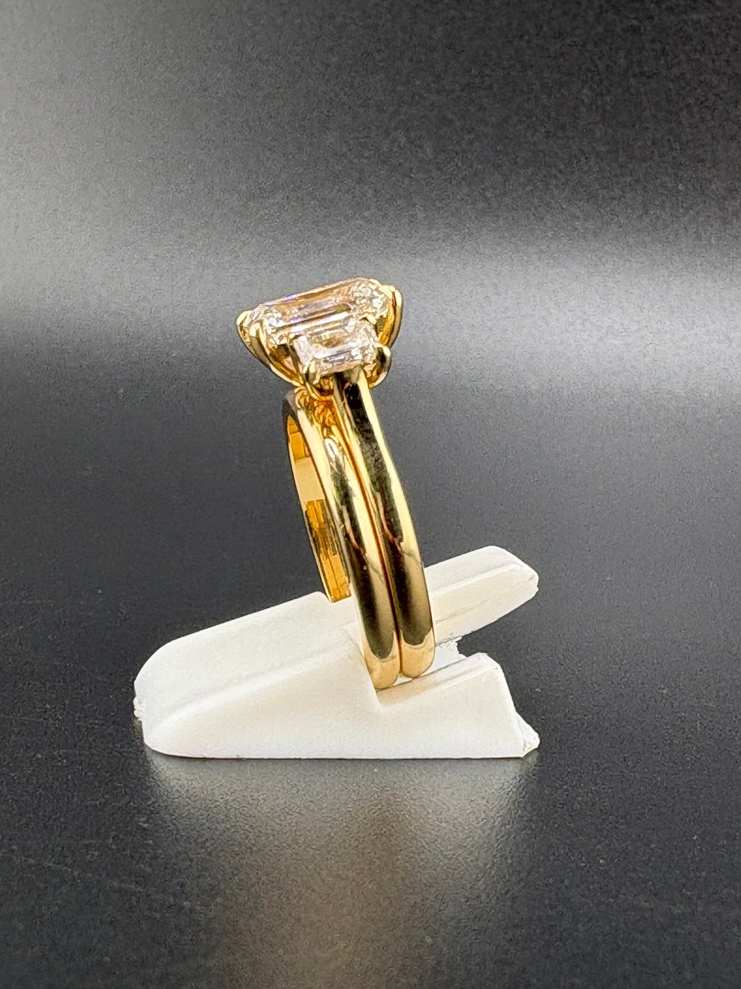 14K Solid Gold 2.04 CTW Emerald Cut Bridal Set – Size 5.75