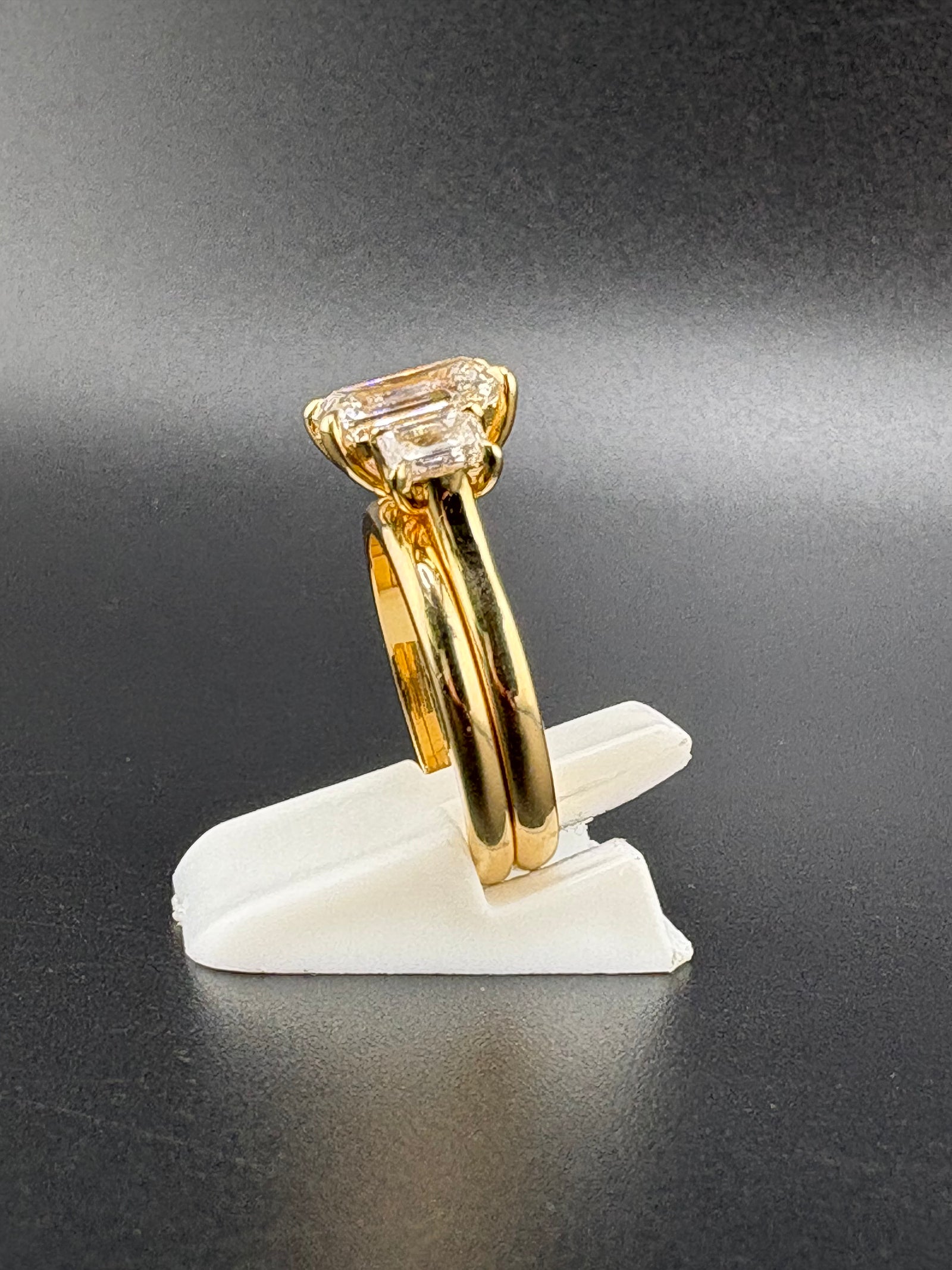14K Solid Gold 2.04 CTW Emerald Cut Bridal Set – Size 5.75 alternate product view