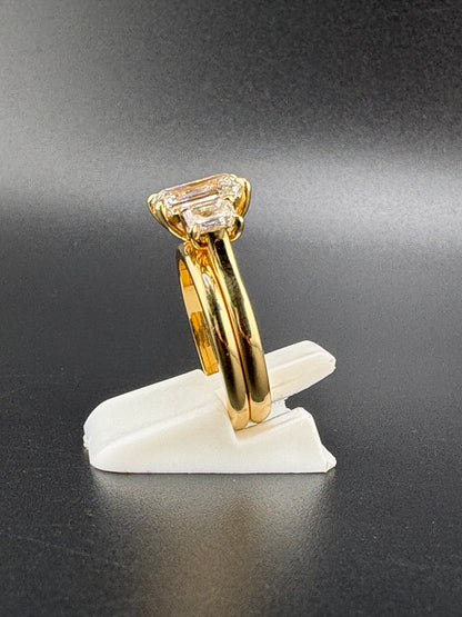 14K Solid Gold 2.04 CTW Emerald Cut Bridal Set – Size 5.75