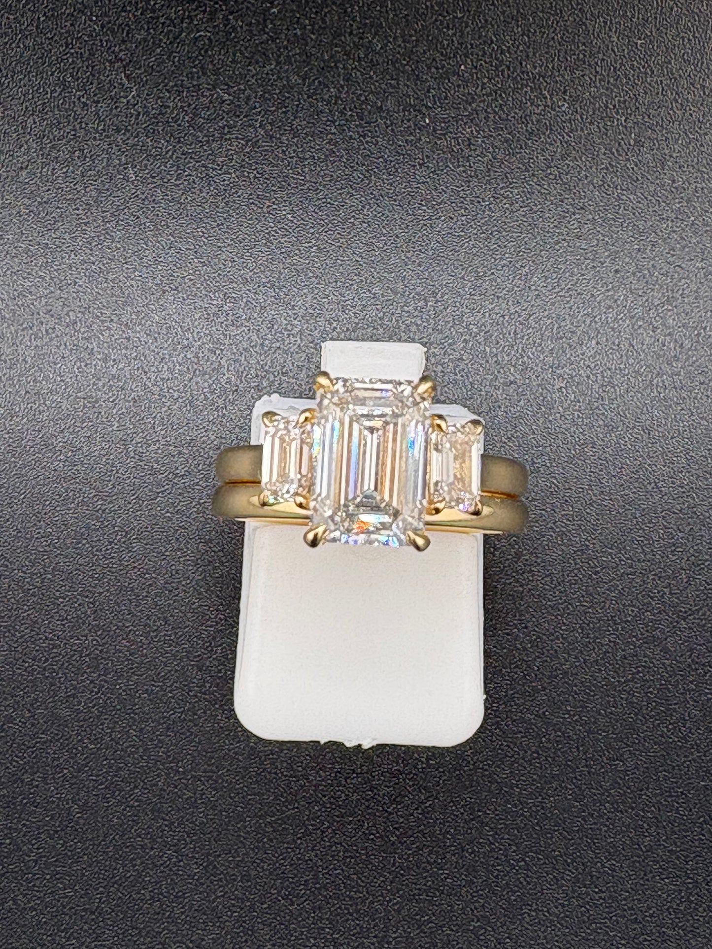 14K Solid Gold 2.04 CTW Emerald Cut Bridal Set – Size 5.75