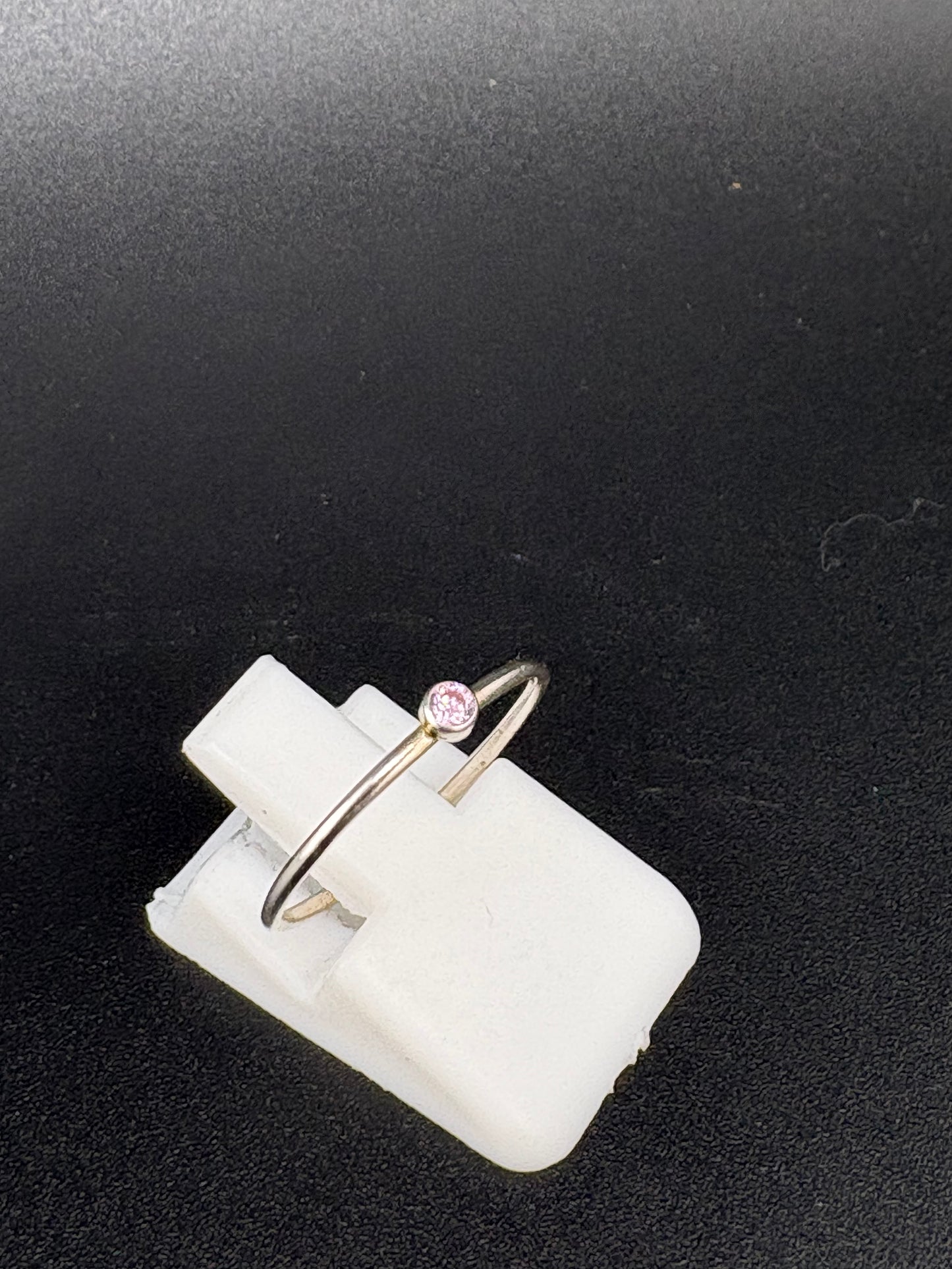.925 Sterling Silver Light Pink CZ Ring – 0.5g