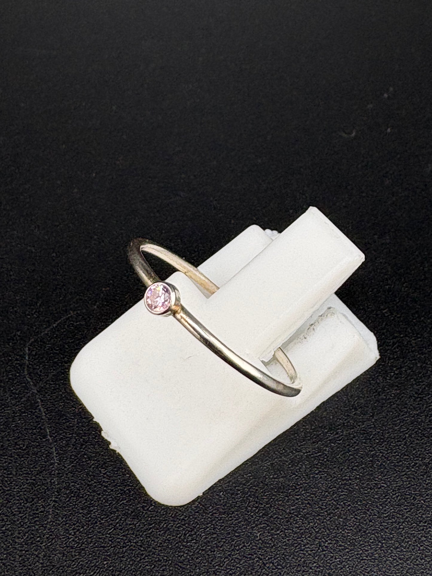 .925 Sterling Silver Light Pink CZ Ring – 0.5g