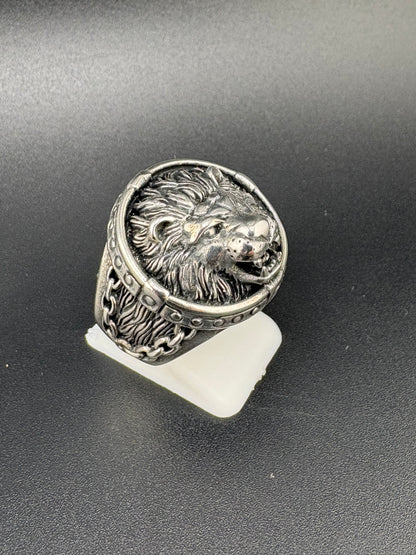 925 Sterling Silver Lion Head Ring – Bold Statement Jewelry