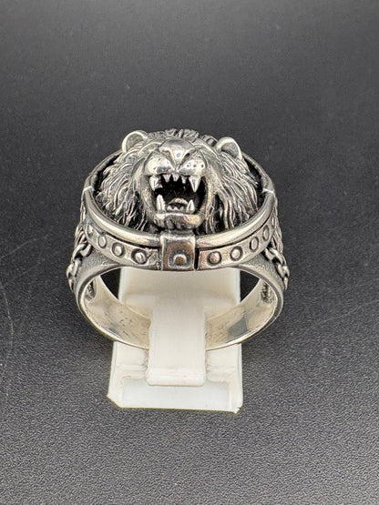 925 Sterling Silver Lion Head Ring – Bold Statement Jewelry