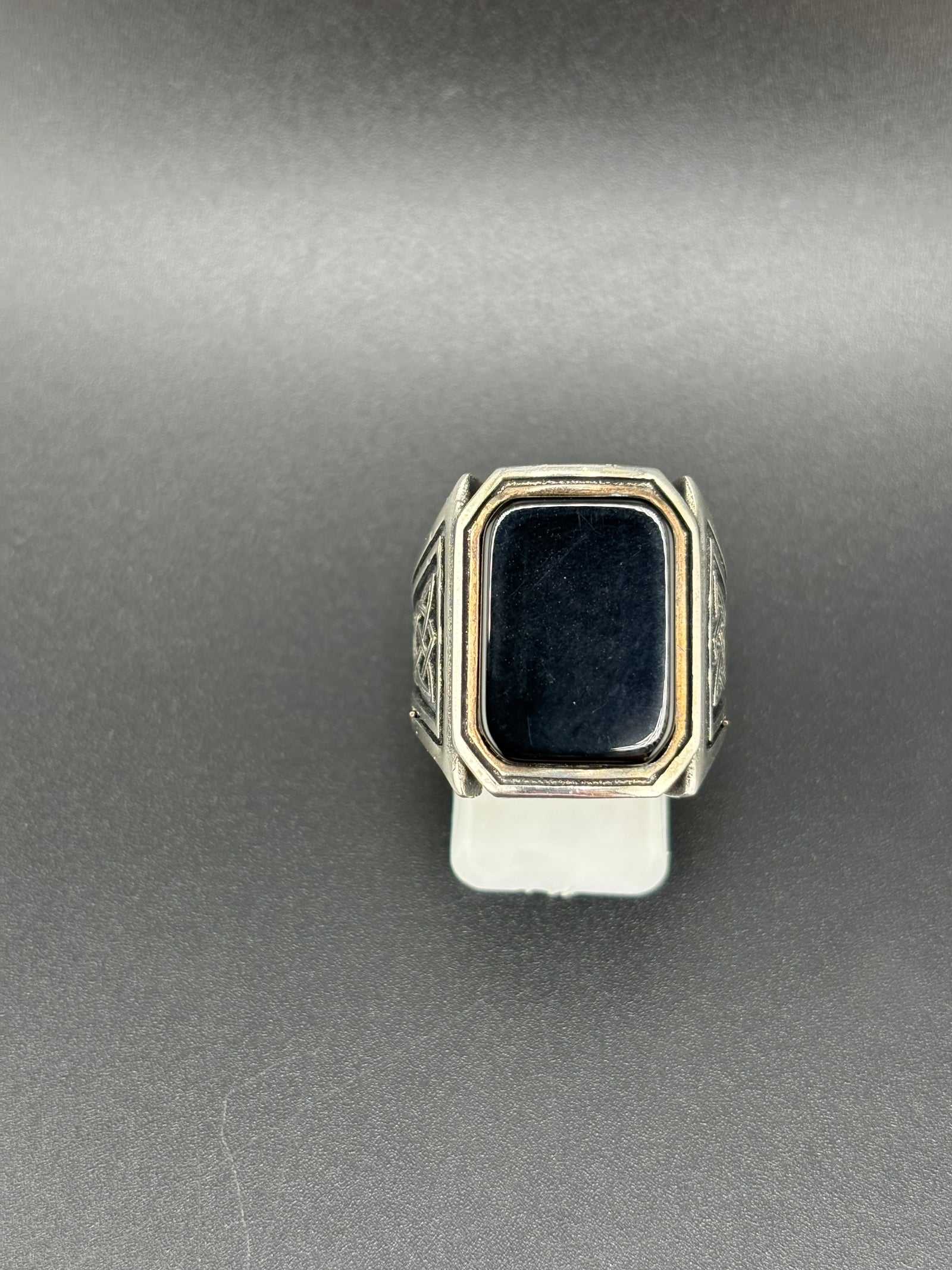 925 Sterling Silver Square Onyx Celtic Ring — Size 9.25 alternate product view