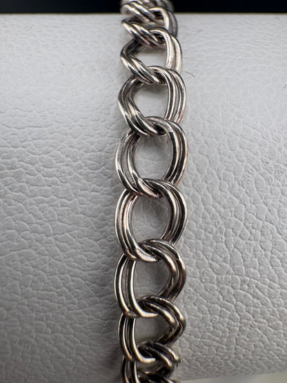 .925 Sterling Silver Double Curb Link Bracelet – 4 mm / 7 in
