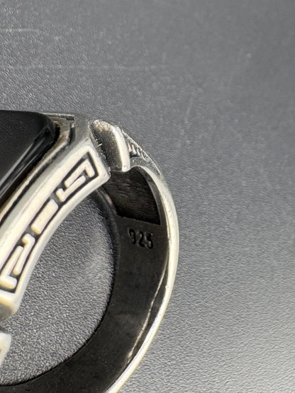 925 Sterling Silver Square Onyx Celtic Ring — Size 9.25