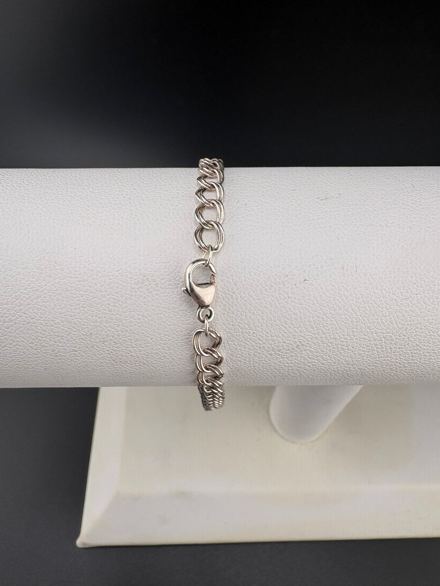 .925 Sterling Silver Double Curb Link Bracelet – 4 mm / 7 in