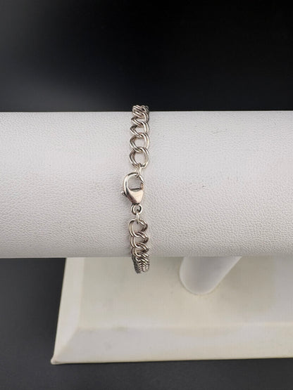.925 Sterling Silver Double Curb Link Bracelet – 4 mm / 7 in