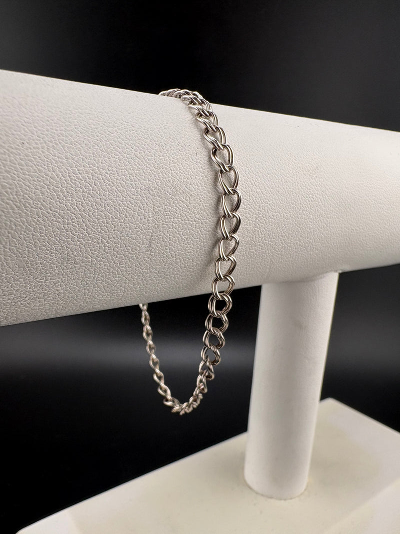 .925 Sterling Silver Double Curb Link Bracelet – 4 mm / 7 in
