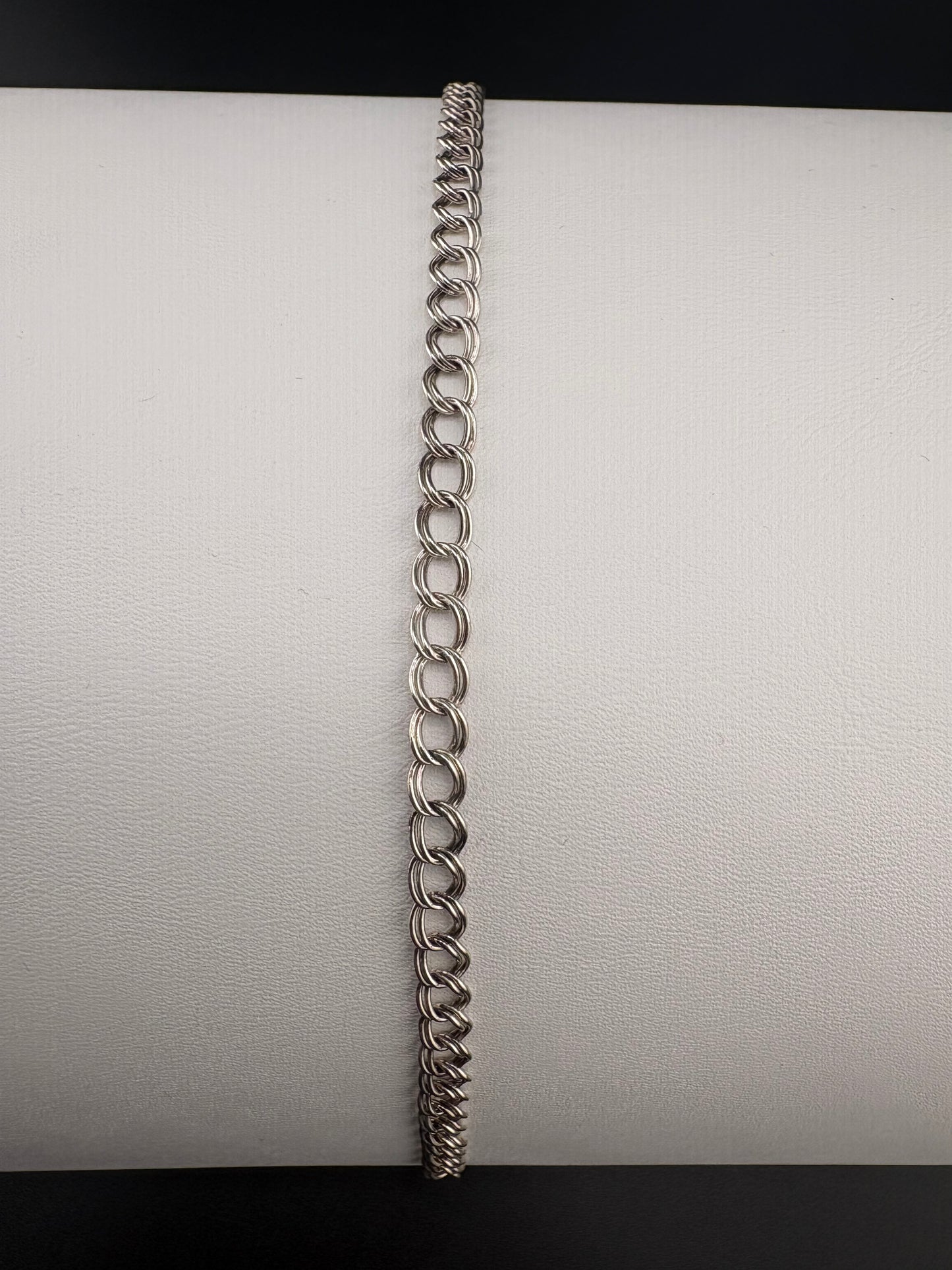.925 Sterling Silver Double Curb Link Bracelet – 4 mm / 7 in