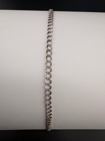 .925 Sterling Silver Double Curb Link Bracelet – 4 mm / 7 in