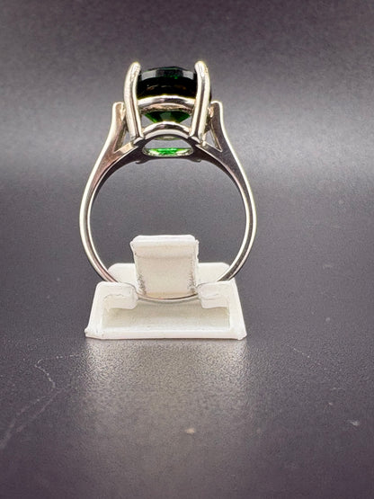 925 Sterling Silver Round Emerald CZ Ring – Size 7