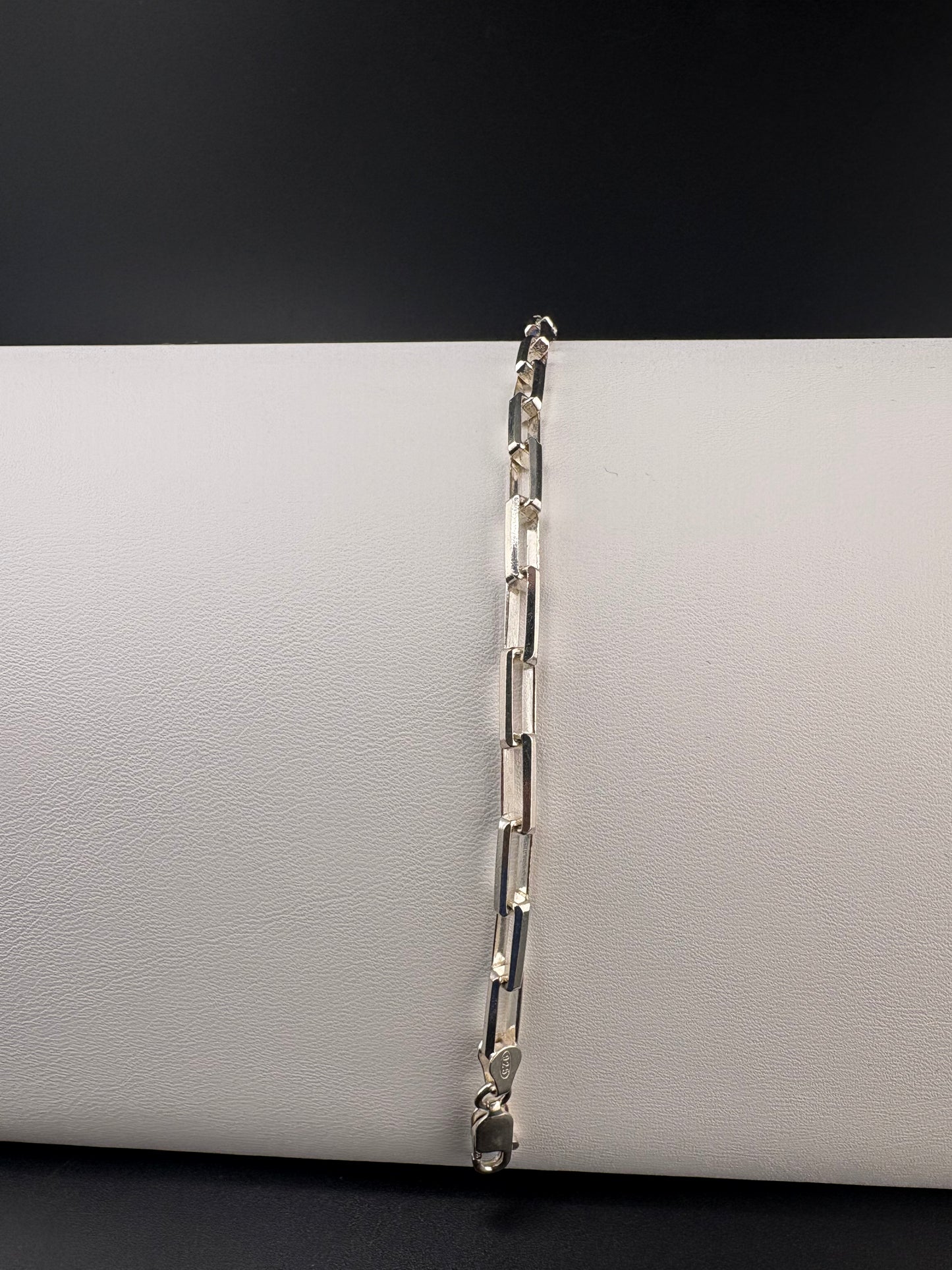 .925 Sterling Silver Long Box Chain Bracelet – 3.85 MM / 8.5 in