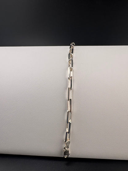 .925 Sterling Silver Long Box Chain Bracelet – 3.85 MM / 8.5 in