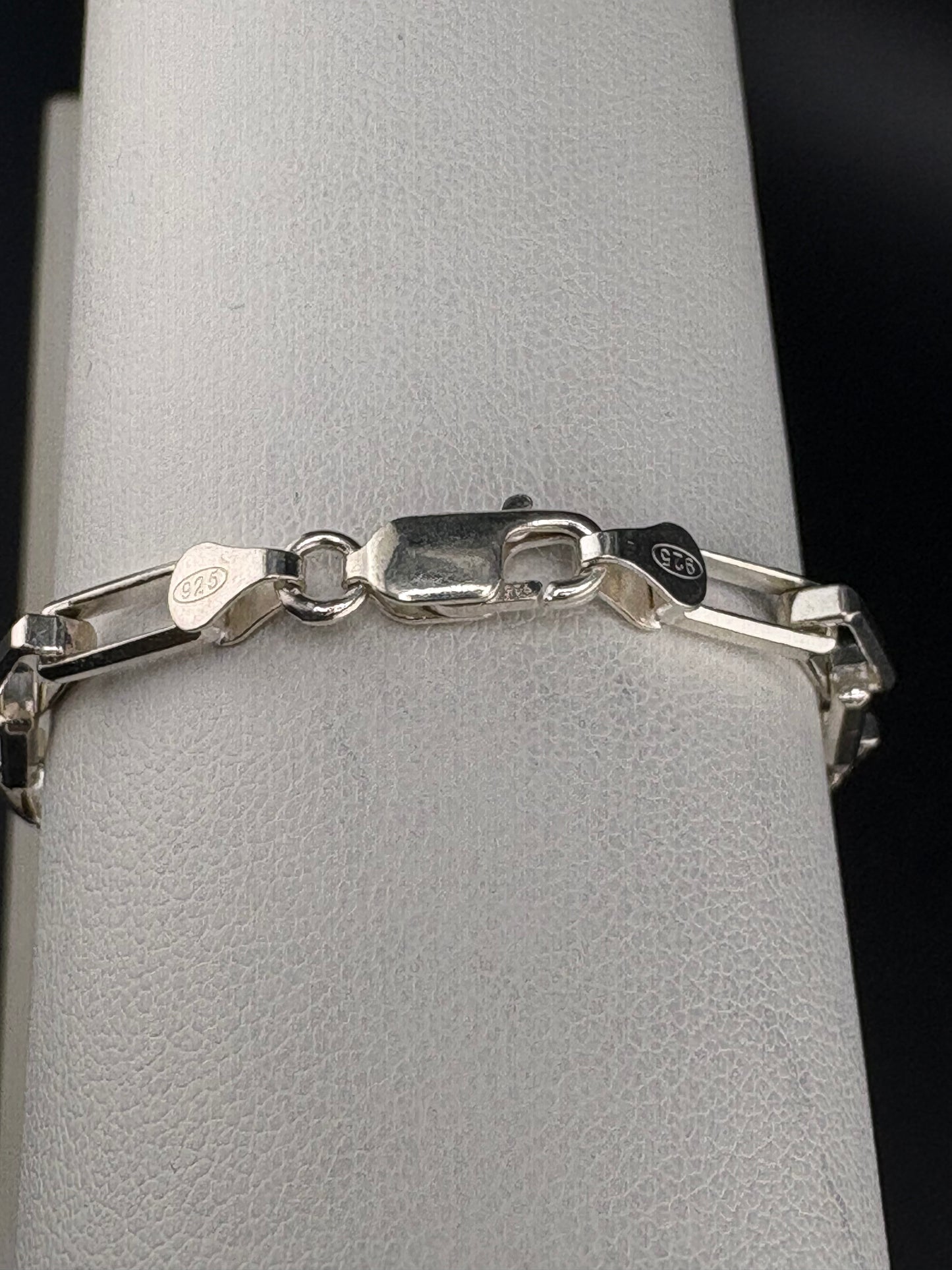 .925 Sterling Silver Long Box Chain Bracelet – 3.85 MM / 8.5 in