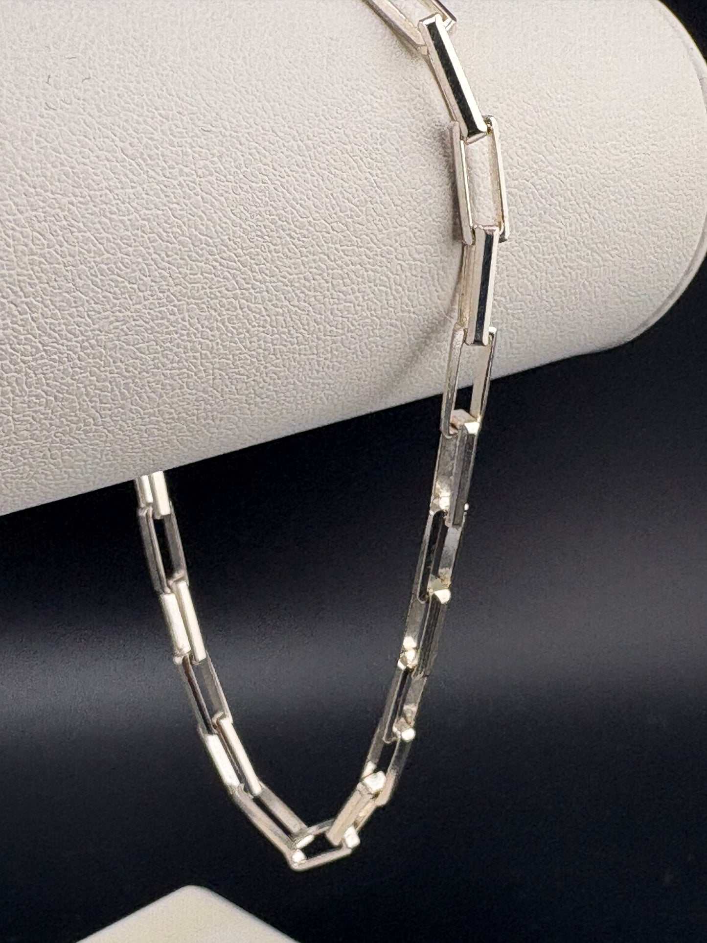 .925 Sterling Silver Long Box Chain Bracelet – 3.85 MM / 8.5 in