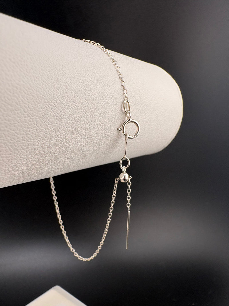 .925 Sterling Silver Cable Link Bracelet with Dangle & Pin –1 MM / 7 in