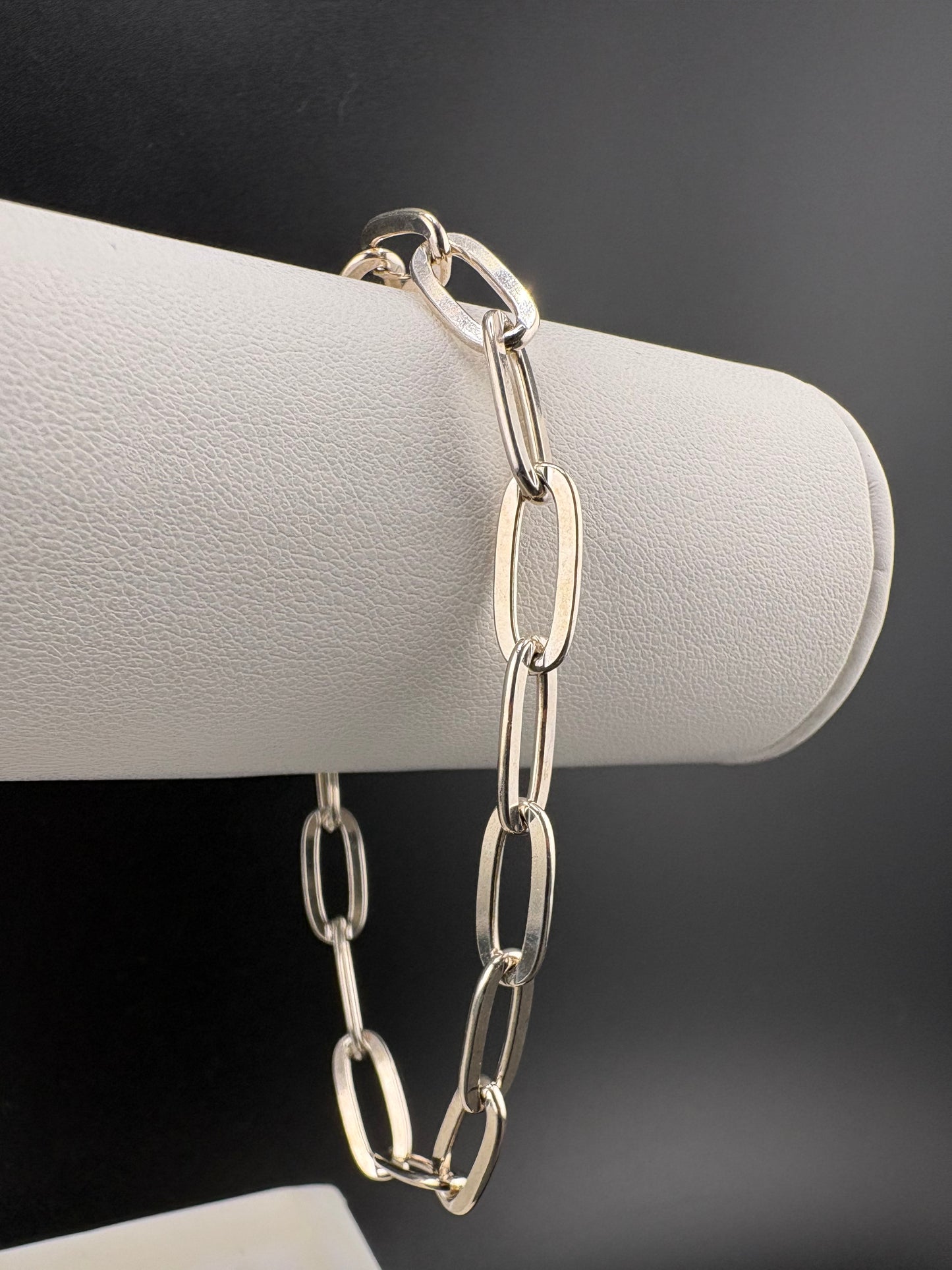 .925 Sterling Silver Drawn Cable Link Bracelet - 6.6MM / 7.5 in