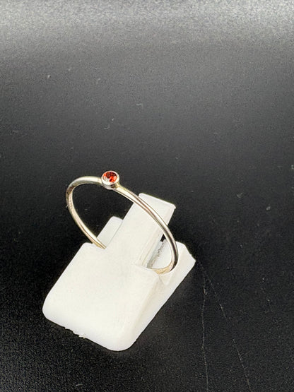 .925 Sterling Silver Small Red CZ Ring – 0.5g