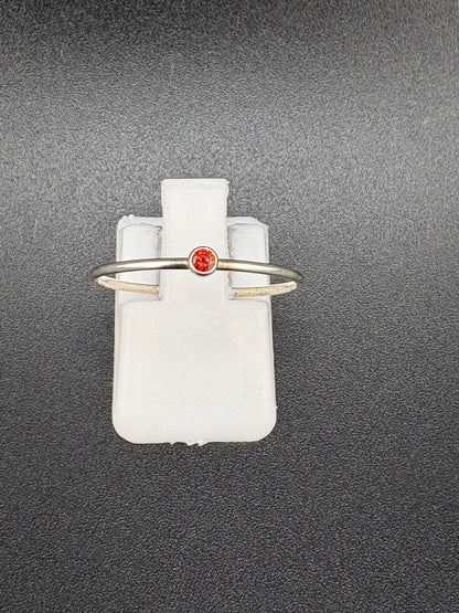 .925 Sterling Silver Small Red CZ Ring – 0.5g