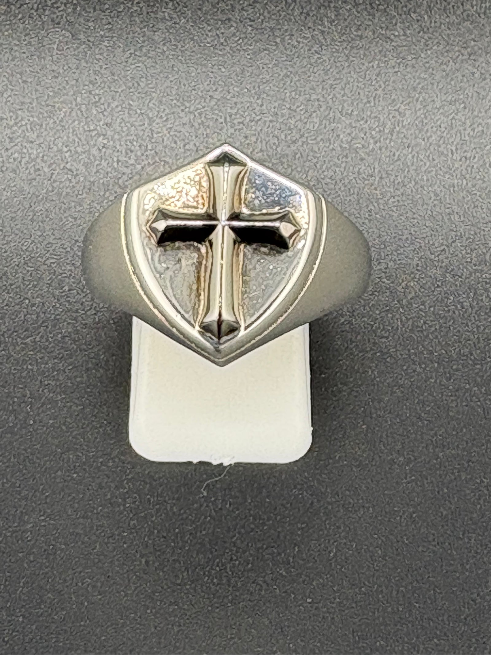 .925 Sterling Silver Two-Tone Cross Shield Ring – 10.38g alternate product view