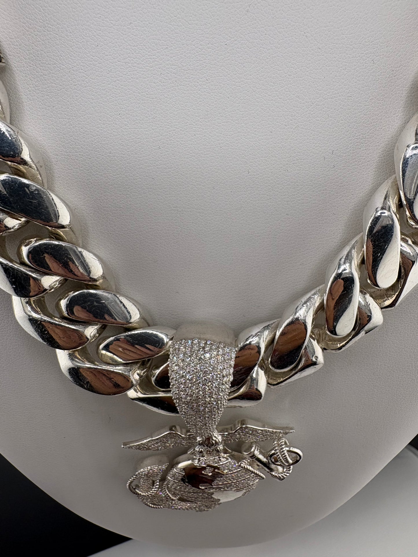 .925 Sterling Silver Custom Military / Service (any branch) Pendant with Lab-Grown Diamonds
