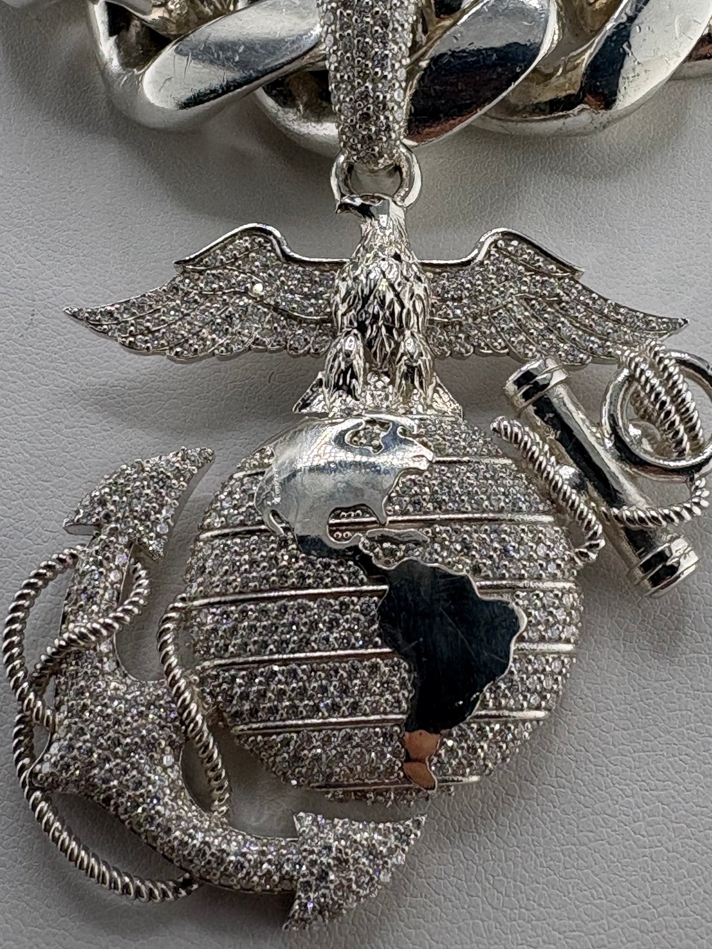 .925 Sterling Silver Custom Military / Service (any branch) Pendant with Lab-Grown Diamonds