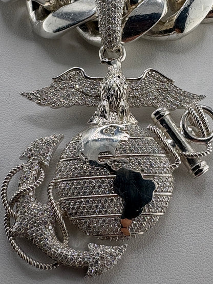 .925 Sterling Silver Custom Military / Service (any branch) Pendant with Lab-Grown Diamonds