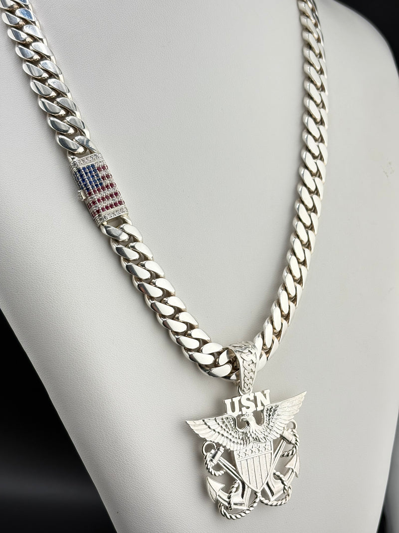Sterling Silver U.S. Navy (USN) Pendant