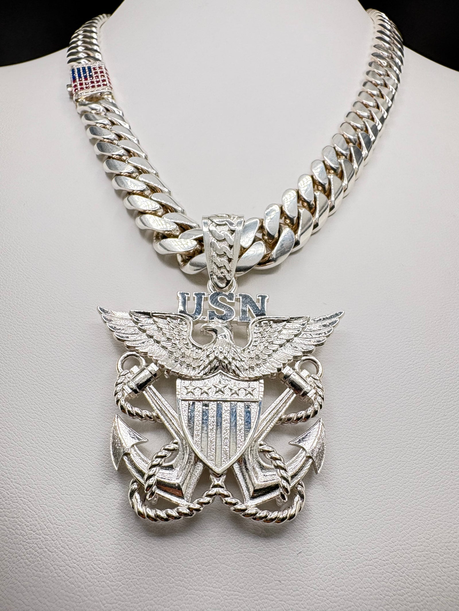 Sterling Silver U.S. Navy (USN) Pendant alternate product view