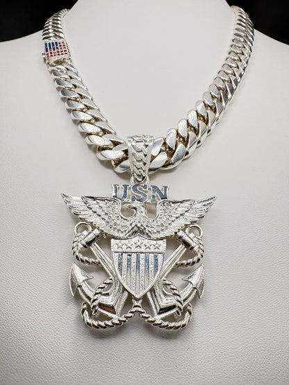 Sterling Silver U.S. Navy (USN) Pendant