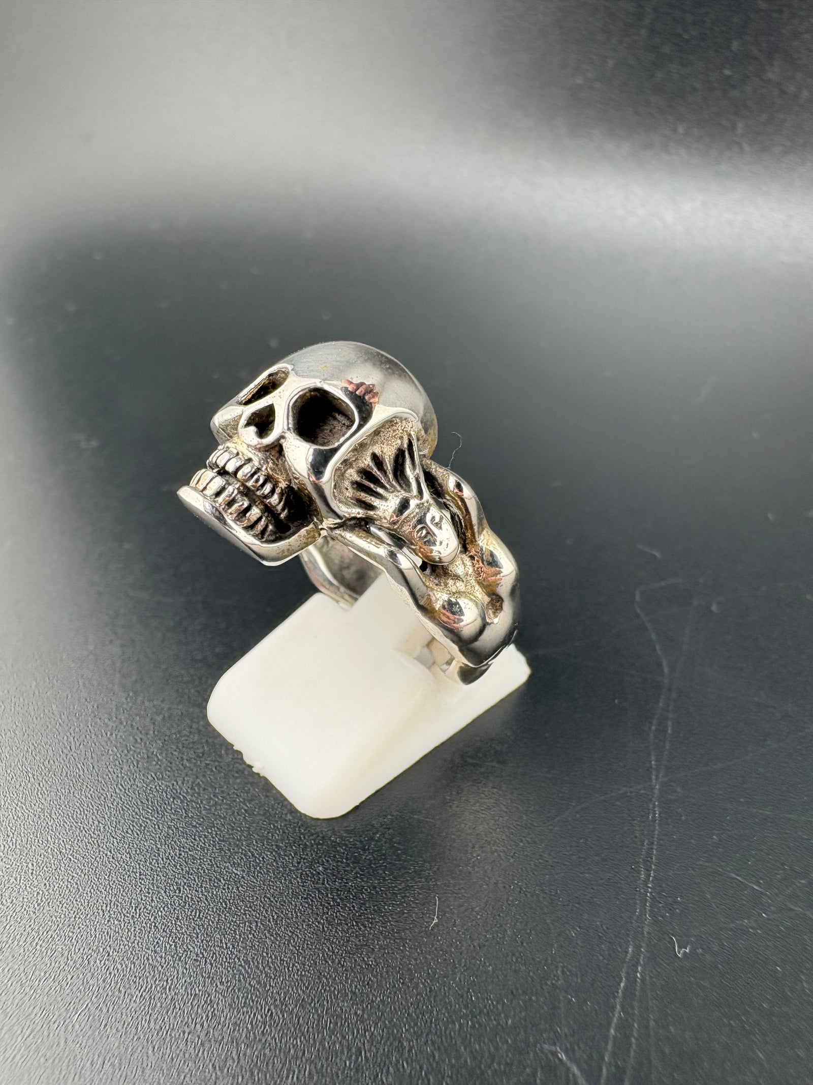 .925 Sterling Silver Skull Woman Figure Ring – 11.2g – Size 10 alternate product view