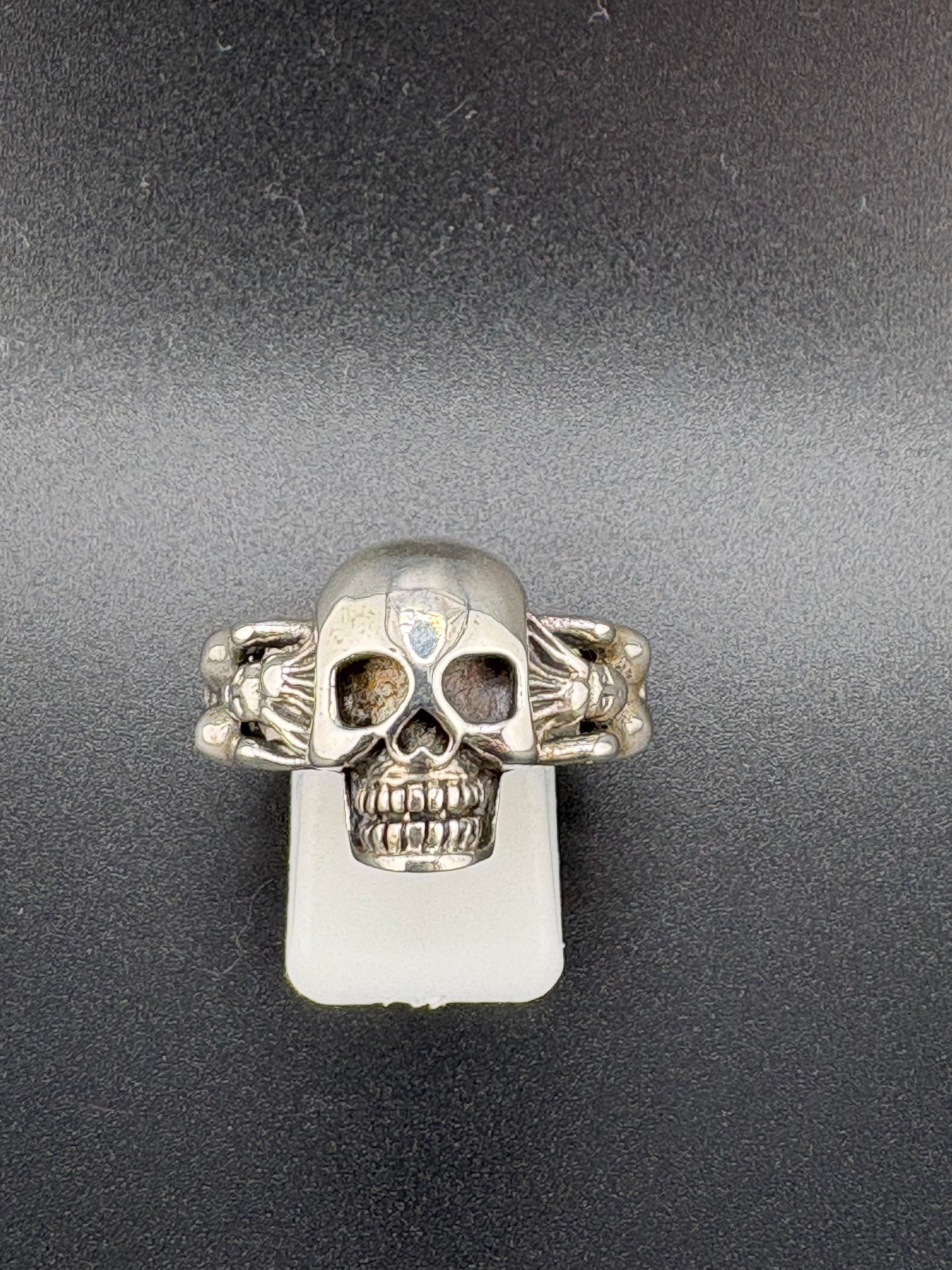 .925 Sterling Silver Skull Woman Figure Ring – 11.2g – Size 10