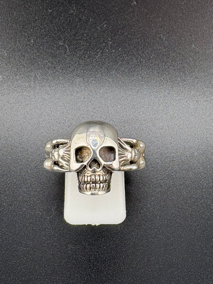 .925 Sterling Silver Skull Woman Figure Ring – 11.2g – Size 10
