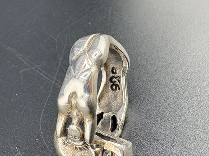 .925 Sterling Silver Skull Woman Figure Ring – 11.2g – Size 10