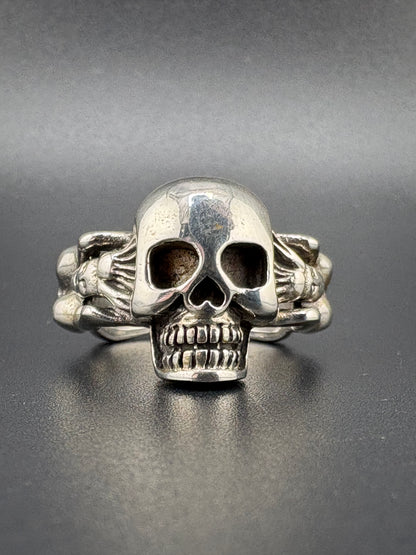 .925 Sterling Silver Skull Woman Figure Ring – 11.2g – Size 10
